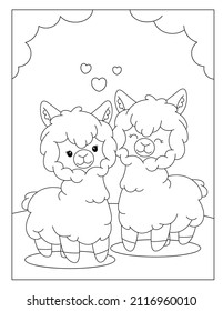 llama and Alpaca coloring pages for children