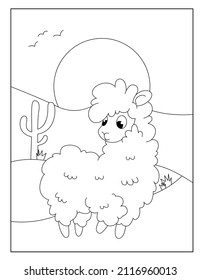 llama and Alpaca coloring pages for children