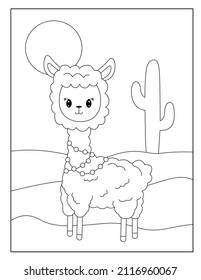 llama and Alpaca coloring pages for children