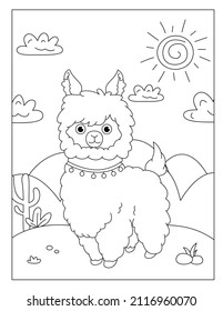 llama and Alpaca coloring pages for children