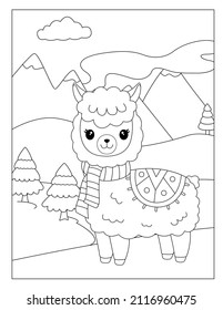 llama and Alpaca coloring pages for children