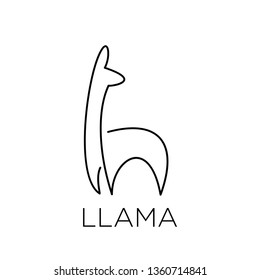 llama alpaca farm logo line style outline icon designs vector illustration art mono line