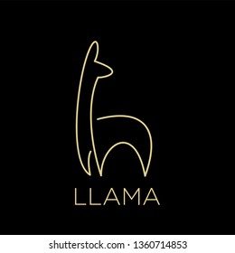 llama alpaca farm logo line style outline icon designs vector illustration art mono line