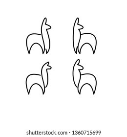 llama alpaca farm logo line style outline icon designs vector illustration art mono line