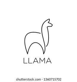 llama alpaca farm logo line style outline icon designs vector illustration art mono line