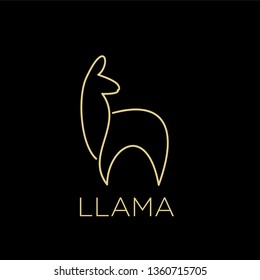 llama alpaca farm logo line style outline icon designs vector illustration art mono line