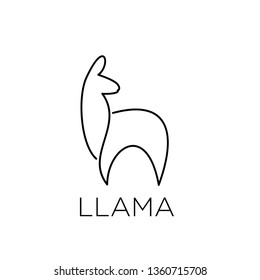 llama alpaca farm logo line style outline icon designs vector illustration art mono line