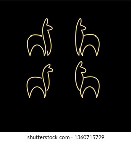 llama alpaca farm logo line style outline icon designs vector illustration art mono line