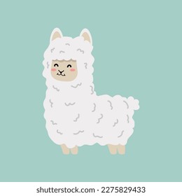 Llama alpaca  fluffy flat cartoon sign