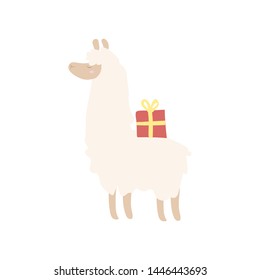 Llama Alpaca. Hand drawing flat doodles vector Illustration