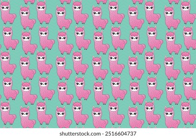 lhama, alpaca ilustração em tons de rosa e azul