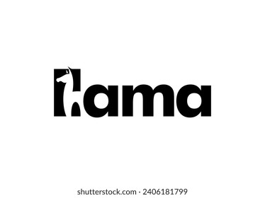 Llama Alpaca Lettering Letter Mark Logo Design