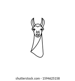 llama or alpaca logo vector icon illustration template