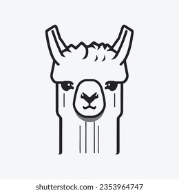 Lama, Alpaca-Umrissvektor, einfache coole, weiße Lamakenkopfzeichnung mit Sonnenbrille, handgezeichnete Vektorgrafik für Logo, Karten, T-Shirts, Gehäuse.