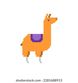 Lama Alpaca Pixelkunst einzeln. 8-Bit-Vektorgrafik