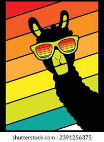 Llama alpaca retro style - EPS file for cutting machine. You can edit and print this vector art with EPS editor.