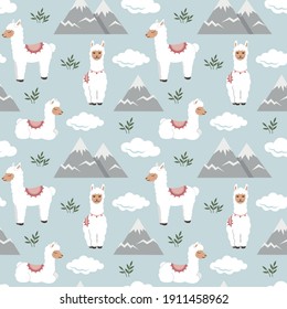 Llama, Alpaca Seamless Pattern, Llama, Alpaca Clipart, Vector Template, Digital Paper Pack