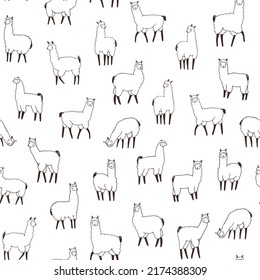 Llama alpaca seamless vector pattern