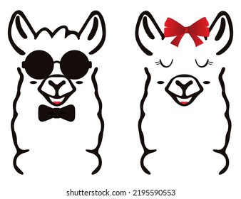 Llama Alpaca With Sunglasses Funny Vector Clipart