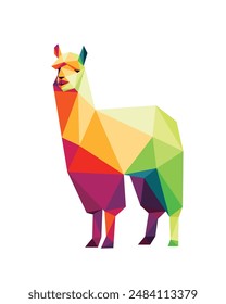 Llama Animal Colorful Abstract Logo. Colorful Polygon Vector of Llama Alpaca. Colorful Low Poly Illustration of Alpaca