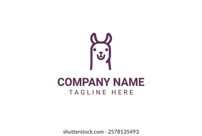 Llama Animal Logo Design Vector Illustration