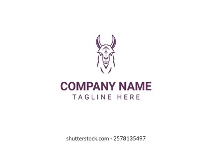 Llama Animal Logo Design Vector Illustration