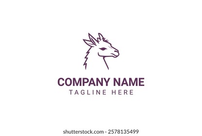 Llama Animal Logo Design Vector Illustration