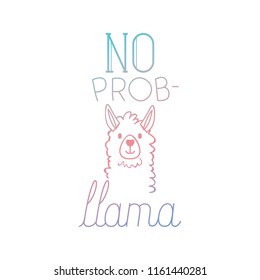 llama animal with messsage hand made font