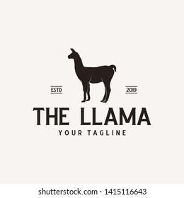 Llama animal simple retro logo design