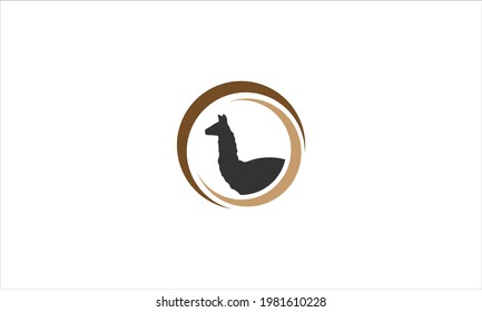 Llama animal in swash circle icon logo design vector illustration template
