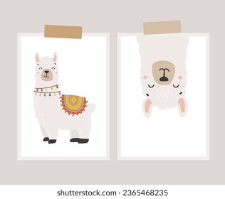 Llama animal vector, Abstract baby llama vector, safari baby animal, cute animal isolated, adorable llama for print, vector illustration