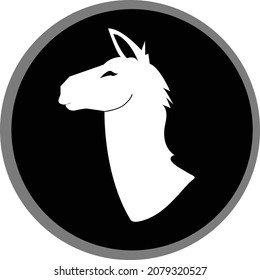 Llama Animal Vector Art black and White