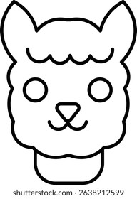 Llama animal vector, line icon, design