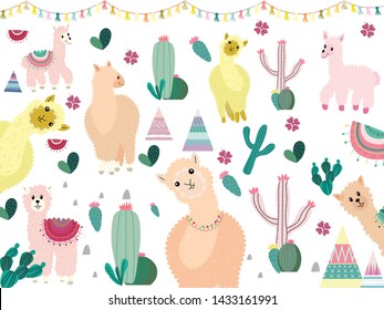 Llama and Cactus Clipart Bundle,No Drama Llamas Graphics Set.