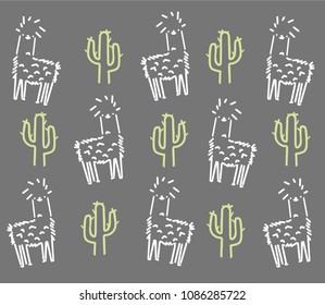llama and cactus pattern