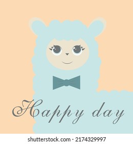 Llama cartoon alpaca. Lama animal vector isolated illustration. Cute funny hand drawn art. Design for card, sticker , fabric textile, t shirt. Children, kid modern trendy style