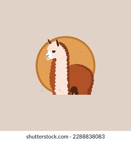 Llama cartoon alpaca. Lama animal vector isolated illustration. Cute funny . Design for card, sticker , fabric textile, t shirt. Children, kid modern trendy style