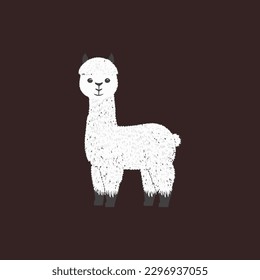 Llama cartoon alpaca. Lama animal vector isolated illustration. Cute funny hand drawn art. Design for card, sticker , fabric textile, t shirt. Children, kid modern trendy style