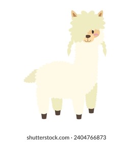 Llama cartoon alpaca. Lama animal vector isolated illustration. Cute funny hand drawn art.