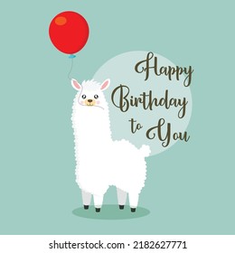 Llama Cartoon Birthday Social Media Post Vector