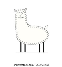 llama cartoon character. Vector illustration isolated on white background