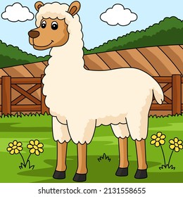 Llama Cartoon Colored Animal Illustration