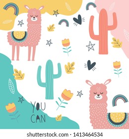 Llama cartoon design vector illustration