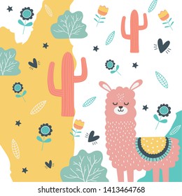 Llama cartoon design vector illustration