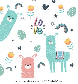 Llama cartoon design vector illustration