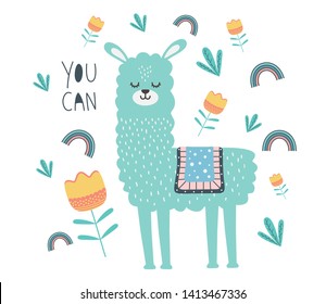 Llama cartoon design vector illustration