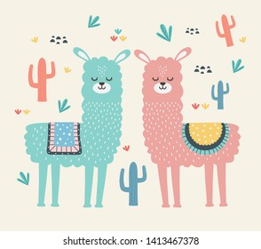 Llama cartoon design vector illustration