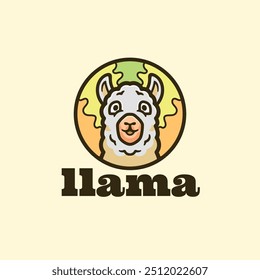 Llama cartoon mascot character logo design