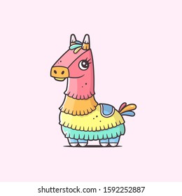 Piñata llama cartoon mascot character vector illustration