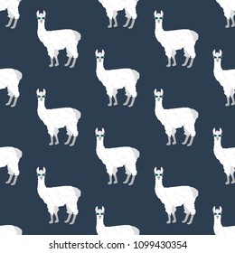 Llama in cateye glasses seamless pattern